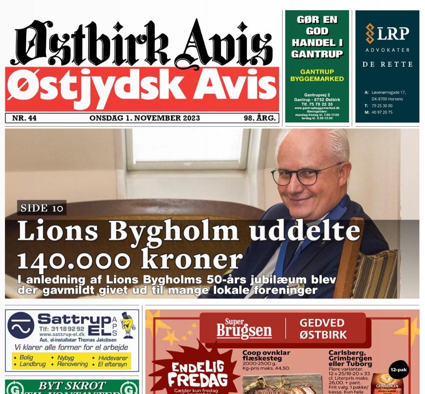 Østbirk Avis forside uge 44