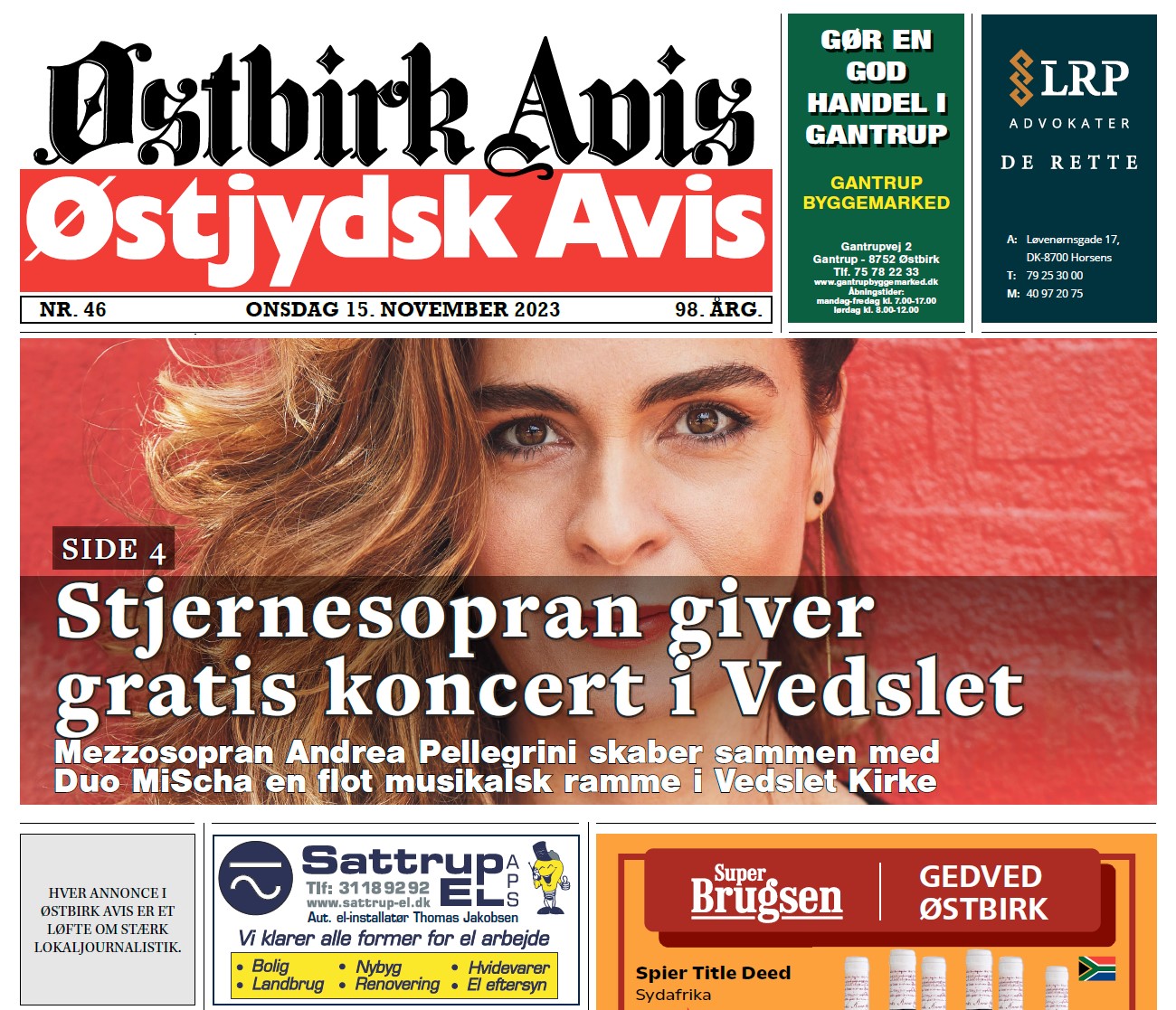 Østbirk Avis forside uge 46
