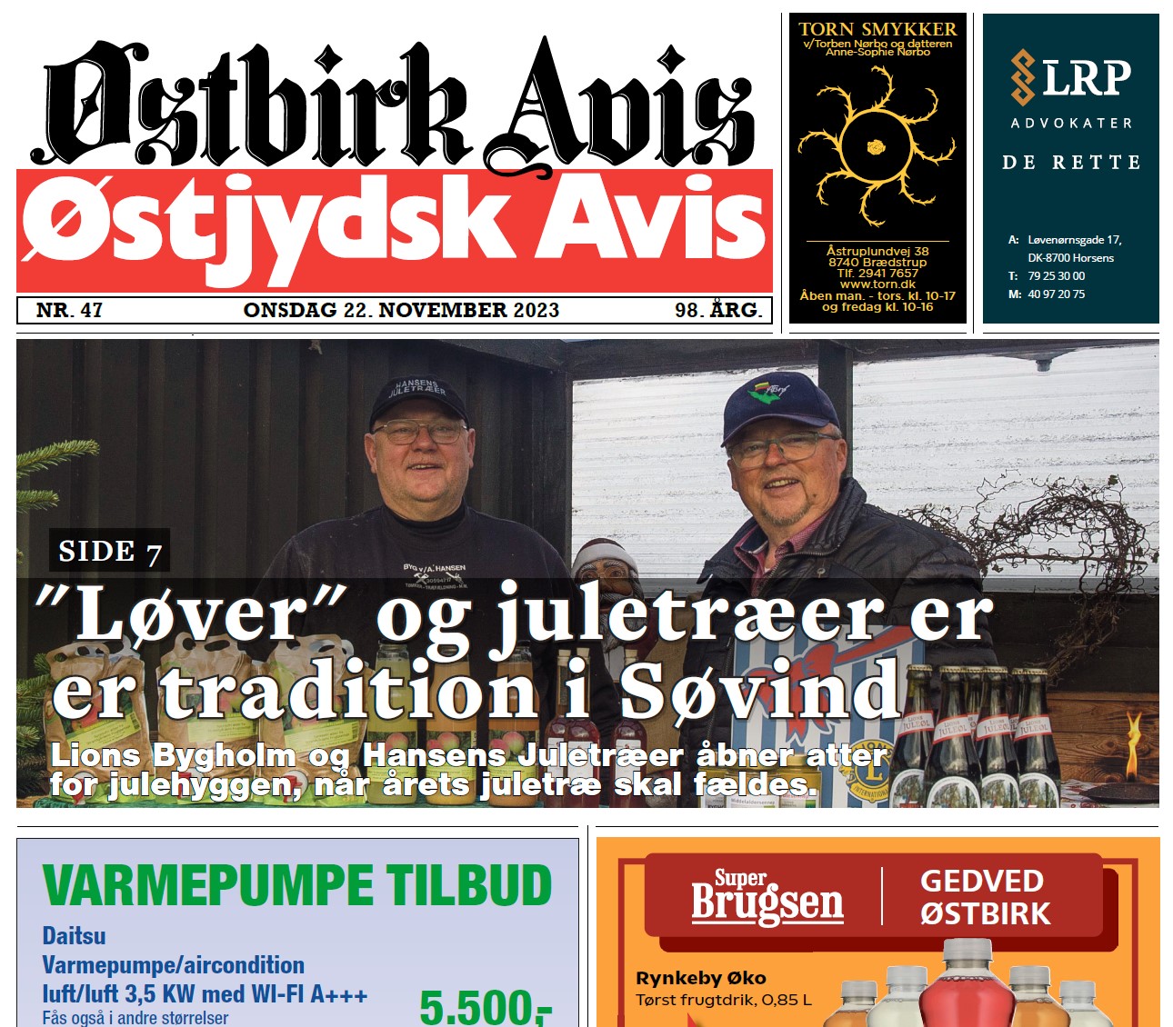Østbirk Avis forside uge 47