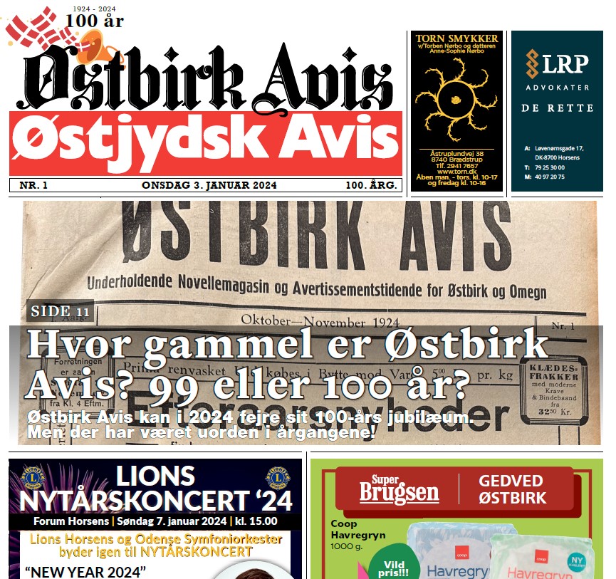 Østbirk Avis forside uge 1