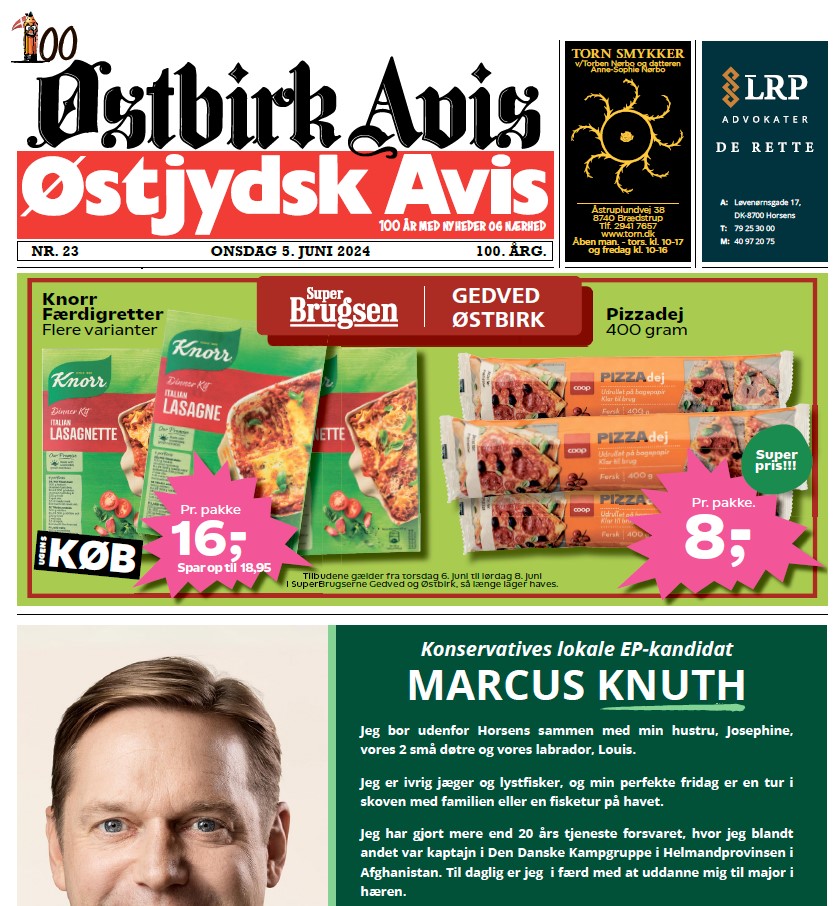 Østbirk Avis forside uge 23