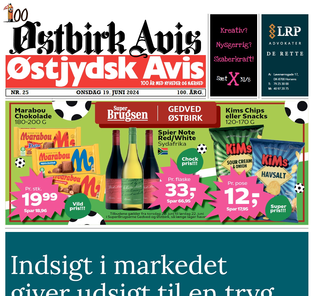 Østbirk Avis forside uge 25