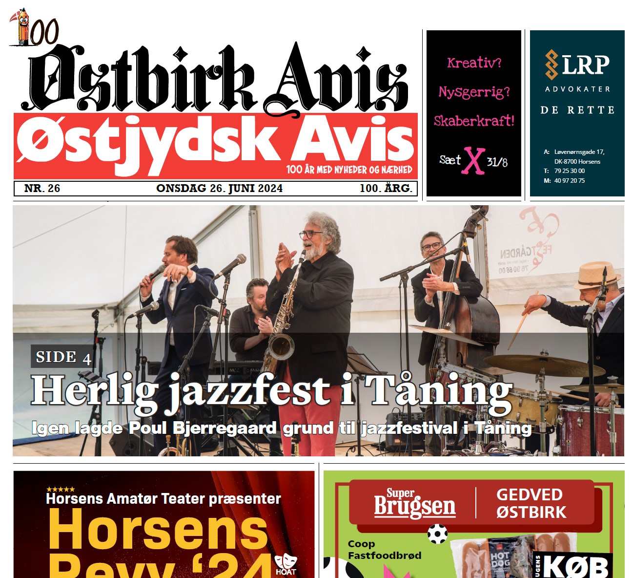 Østbirk Avis forside uge 26