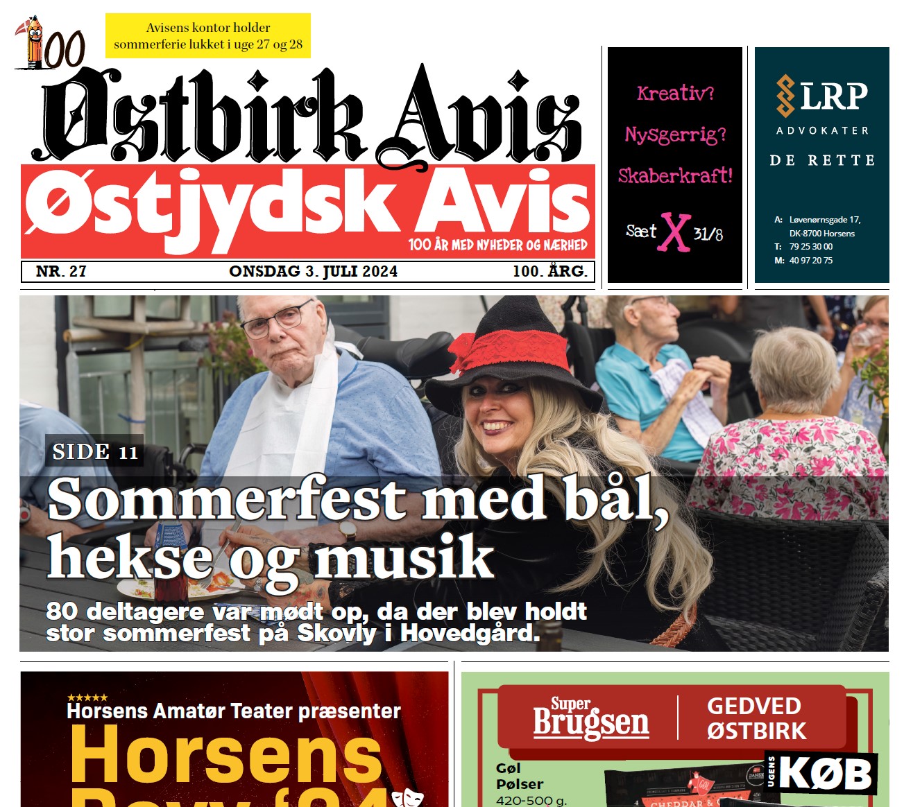 Østbirk Avis forside uge 27