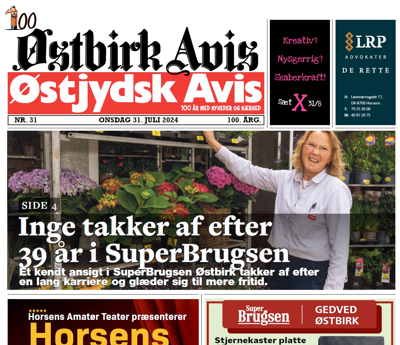 Østbirk Avis forside uge 31