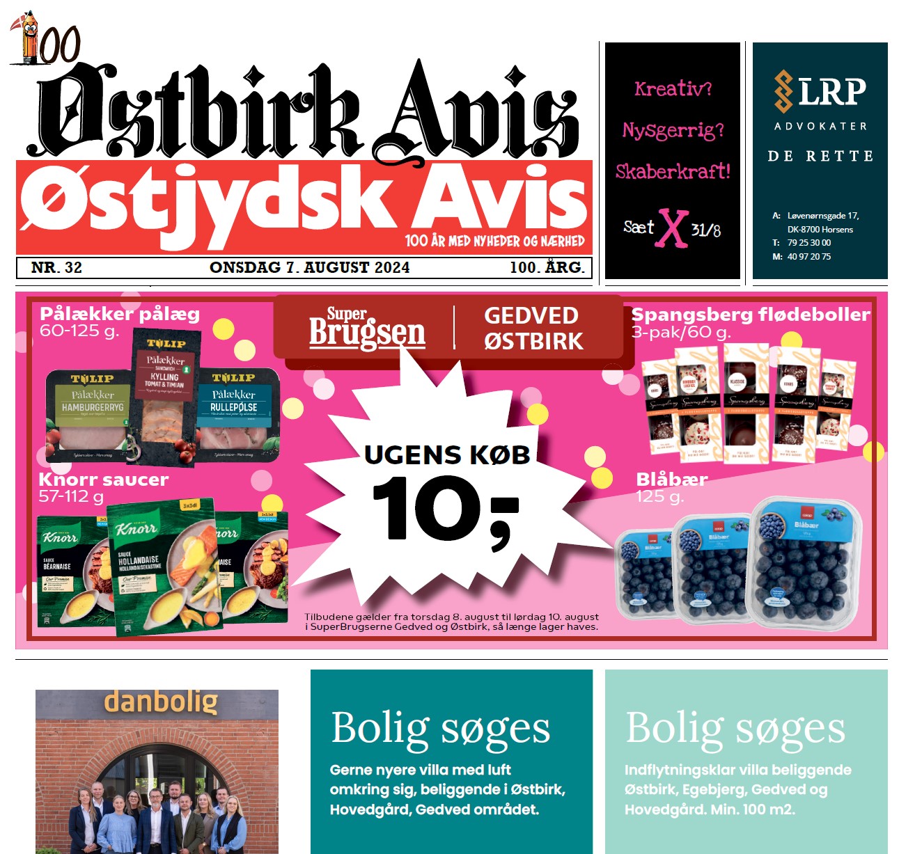 Østbirk Avis forside uge 32