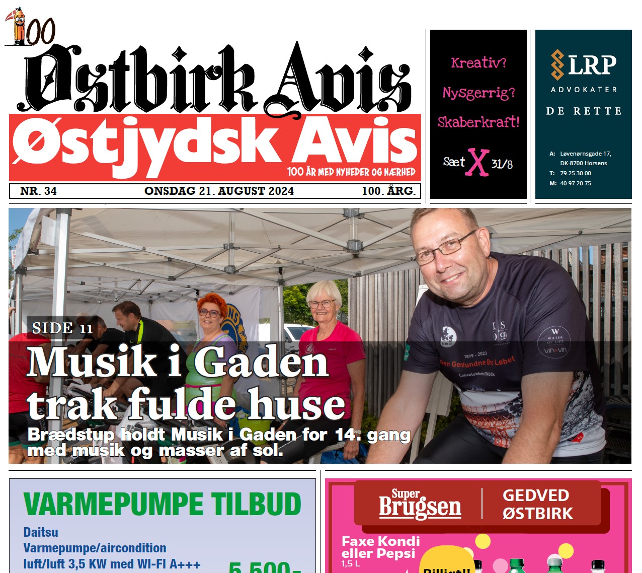 Østbirk Avis forside uge 34