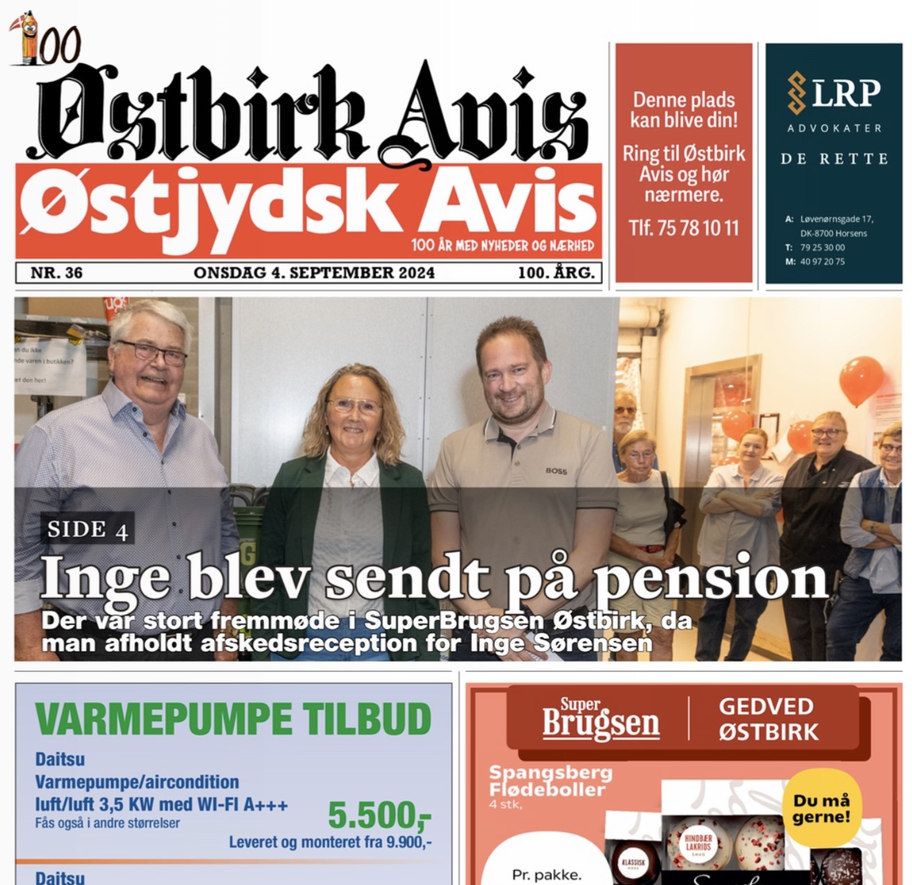 Østbirk Avis forside uge 36