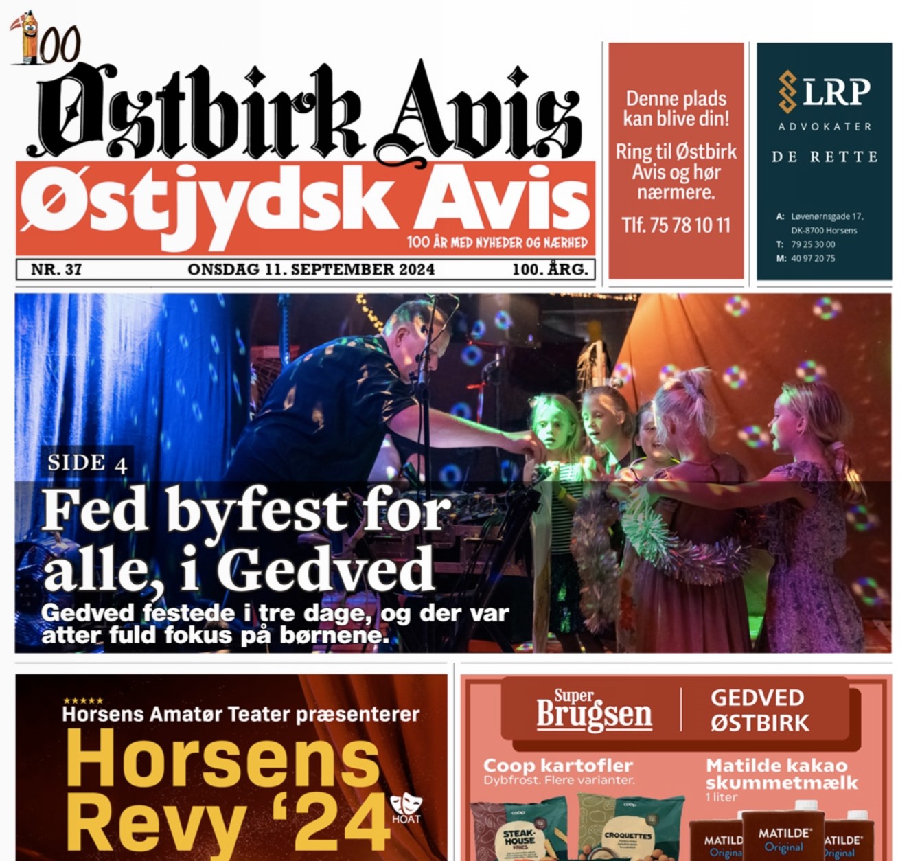 Østbirk Avis forside uge 37