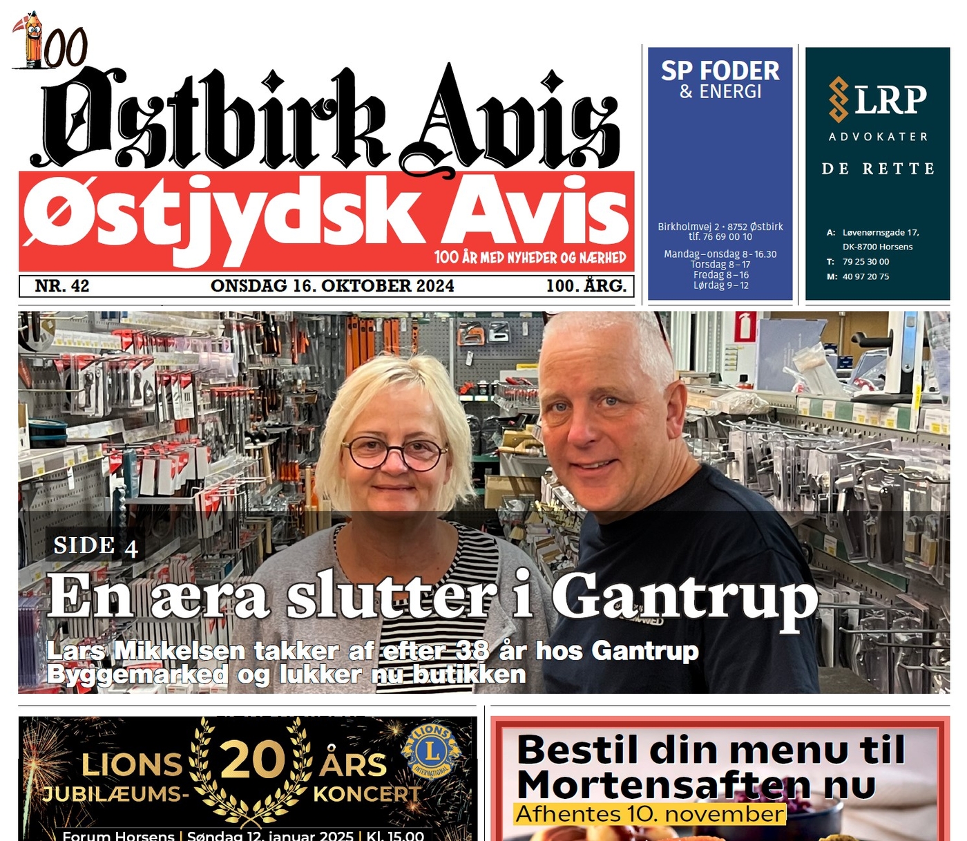 Østbirk Avis forside uge 42