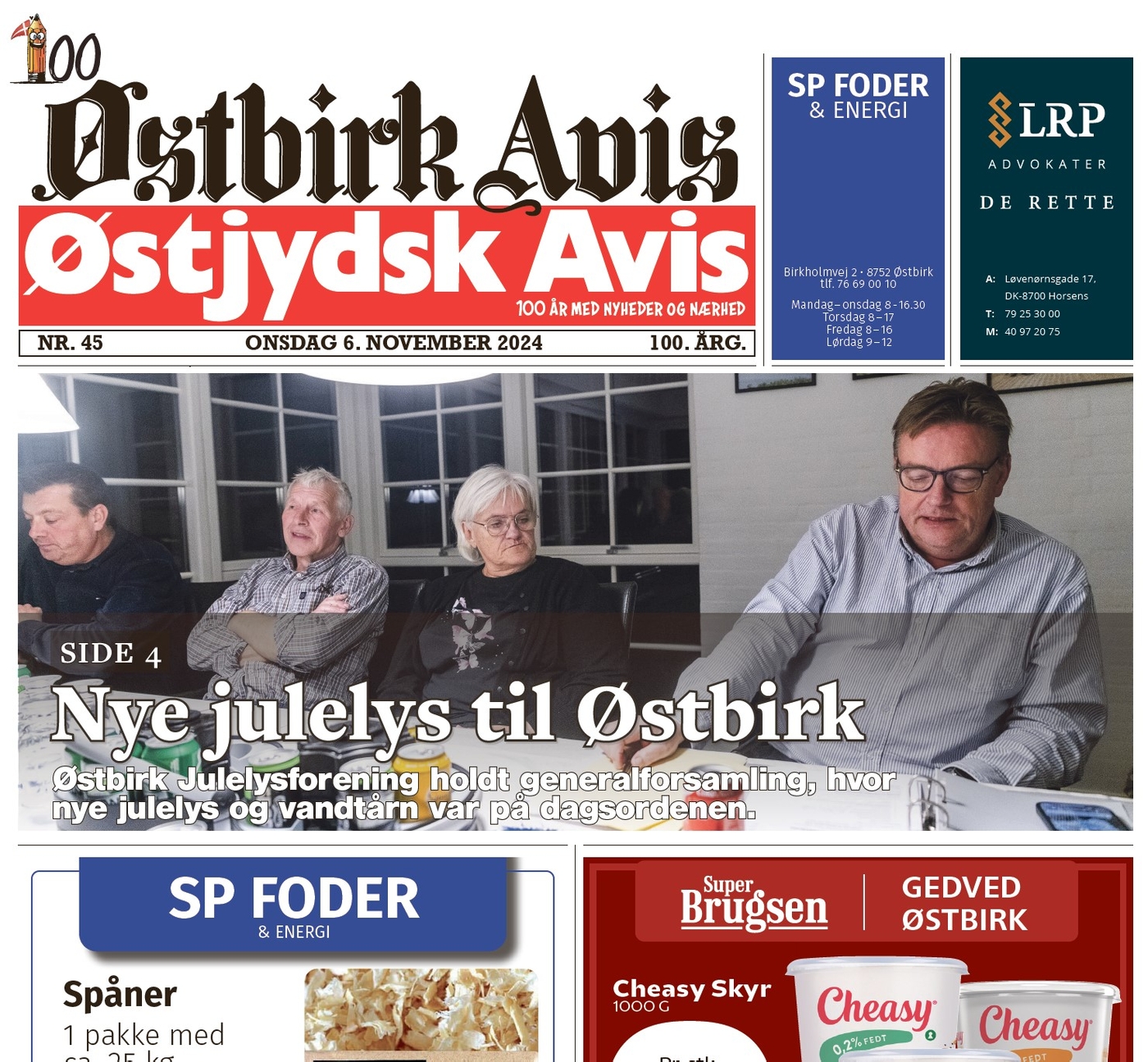 Østbirk Avis forside uge 45