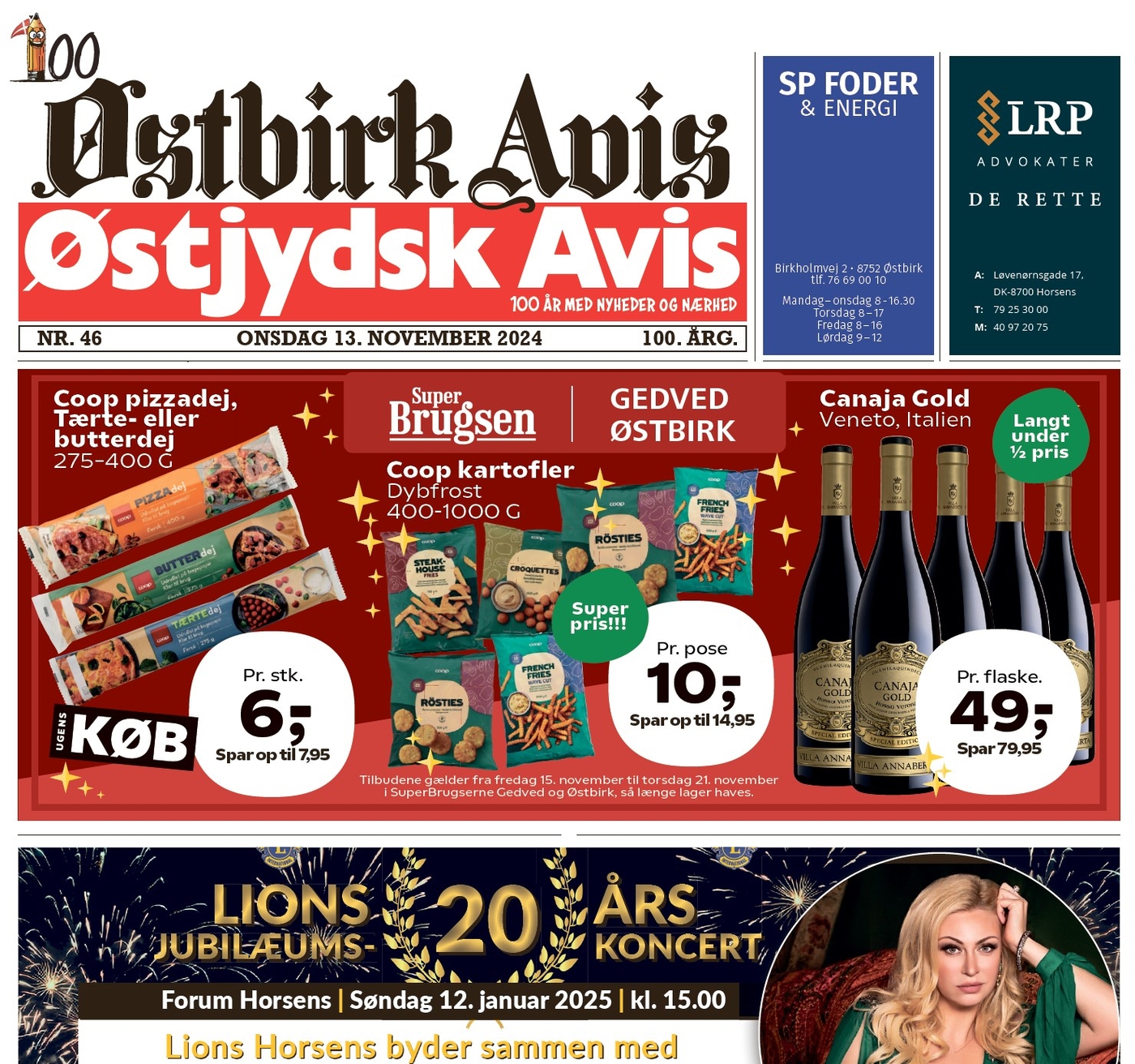 Østbirk Avis forside uge 46