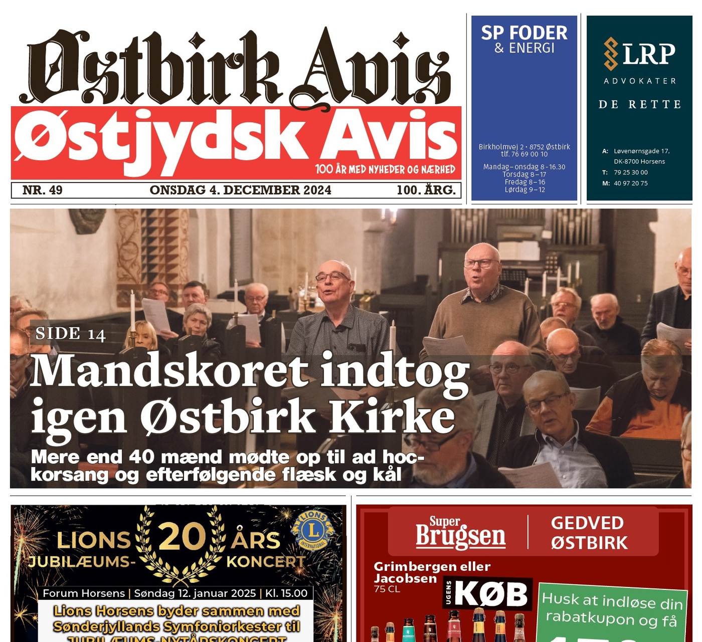 Østbirk Avis forside uge 49