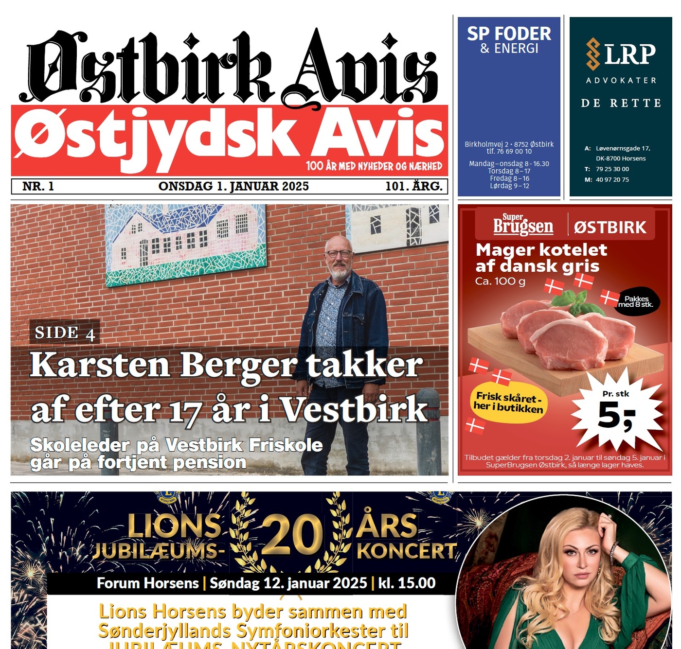 Østbirk Avis forside uge 1