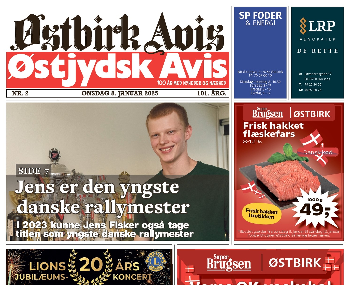 Østbirk Avis forside uge 1