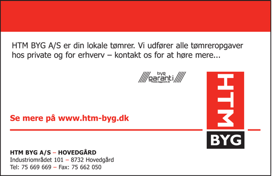 Annonce fra HTM Byg i Hovedgård